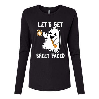 Lets Get Sheet Faced Boos Beer Ing Boo Ghost Halloween Cute Gift Womens Cotton Relaxed Long Sleeve T-Shirt