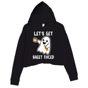 Lets Get Sheet Faced Boos Beer Ing Boo Ghost Halloween Cute Gift Crop Fleece Hoodie