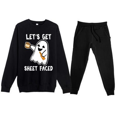 Lets Get Sheet Faced Boos Beer Ing Boo Ghost Halloween Cute Gift Premium Crewneck Sweatsuit Set