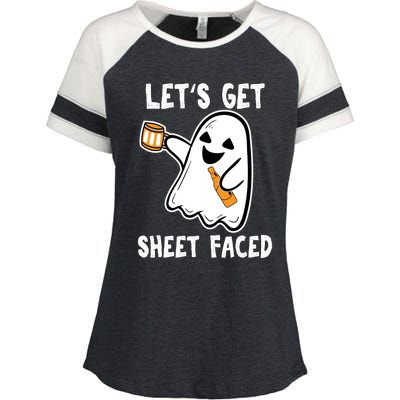 Lets Get Sheet Faced Boos Beer Ing Boo Ghost Halloween Cute Gift Enza Ladies Jersey Colorblock Tee