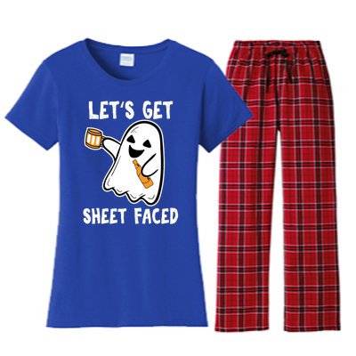 Lets Get Sheet Faced Boos Beer Ing Boo Ghost Halloween Cute Gift Women's Flannel Pajama Set