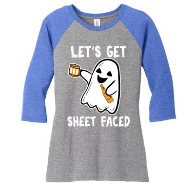 Lets Get Sheet Faced Boos Beer Ing Boo Ghost Halloween Cute Gift Women's Tri-Blend 3/4-Sleeve Raglan Shirt