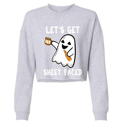 Lets Get Sheet Faced Boos Beer Ing Boo Ghost Halloween Cute Gift Cropped Pullover Crew