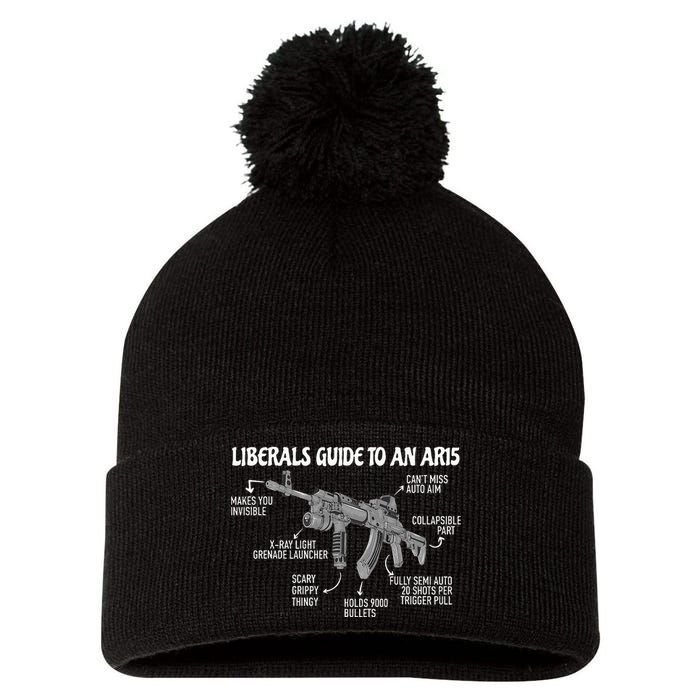 Liberals Guide To An AR15 Funny Anti Liberal Pro Gun AR15 2A Pom Pom 12in Knit Beanie