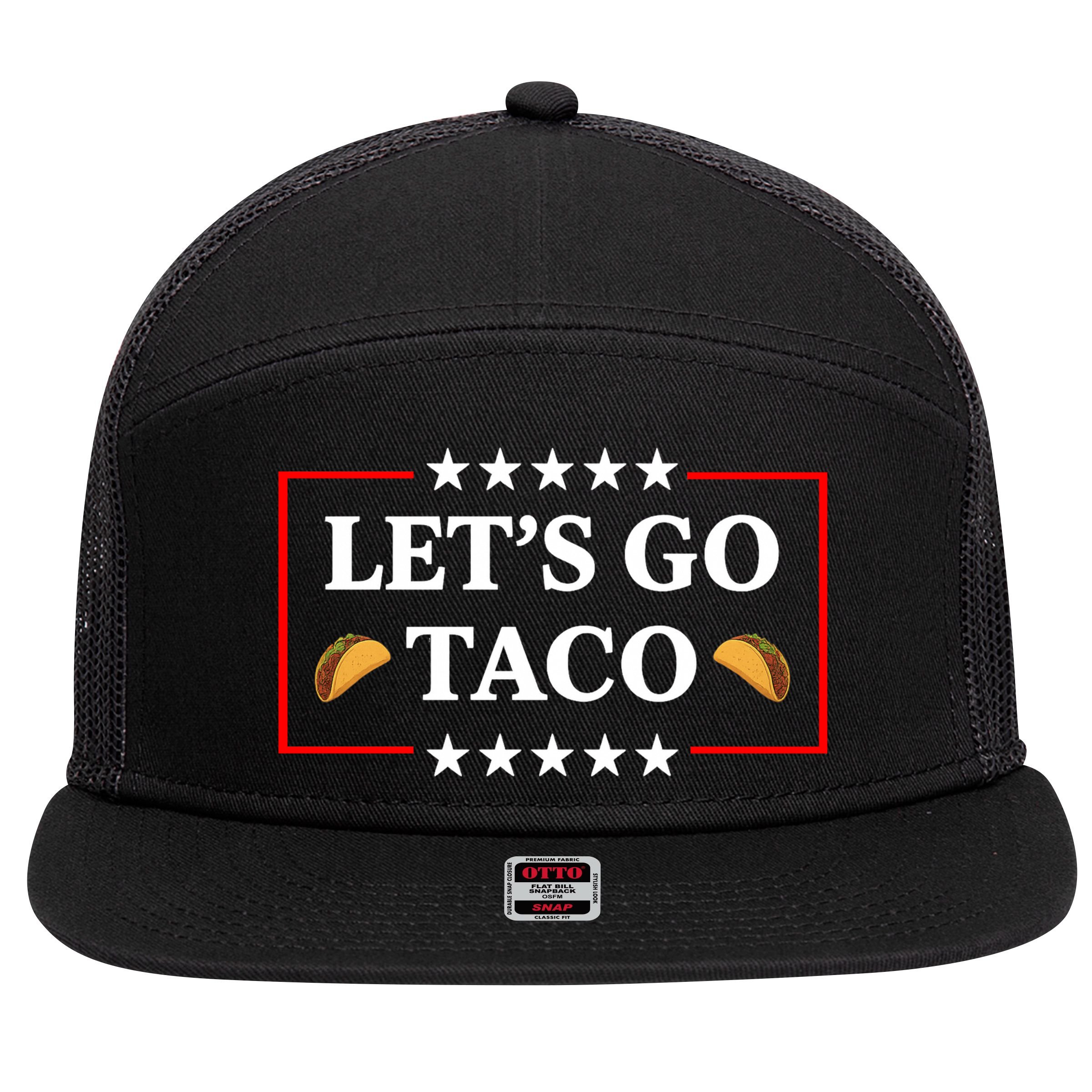 Let's Go Taco Trump 7 Panel Mesh Trucker Snapback Hat