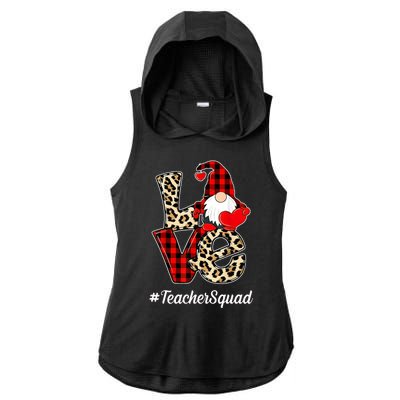 Love Gnome Teacher Squad Happy Valentine Day Ladies PosiCharge Tri-Blend Wicking Draft Hoodie Tank