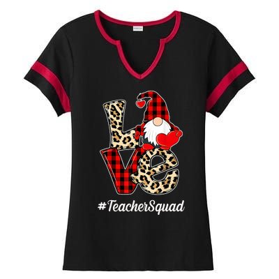 Love Gnome Teacher Squad Happy Valentine Day Ladies Halftime Notch Neck Tee