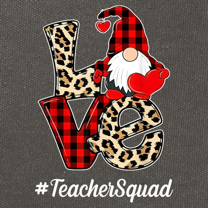 Love Gnome Teacher Squad Happy Valentine Day Cotton Canvas Backpack
