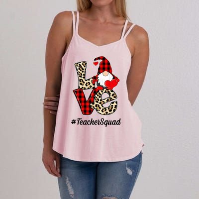 Love Gnome Teacher Squad Happy Valentine Day Women's Strappy Tank