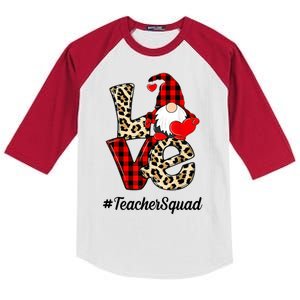 Love Gnome Teacher Squad Happy Valentine Day Kids Colorblock Raglan Jersey