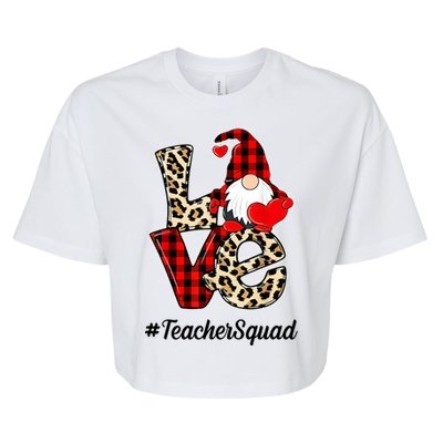 Love Gnome Teacher Squad Happy Valentine Day Bella+Canvas Jersey Crop Tee