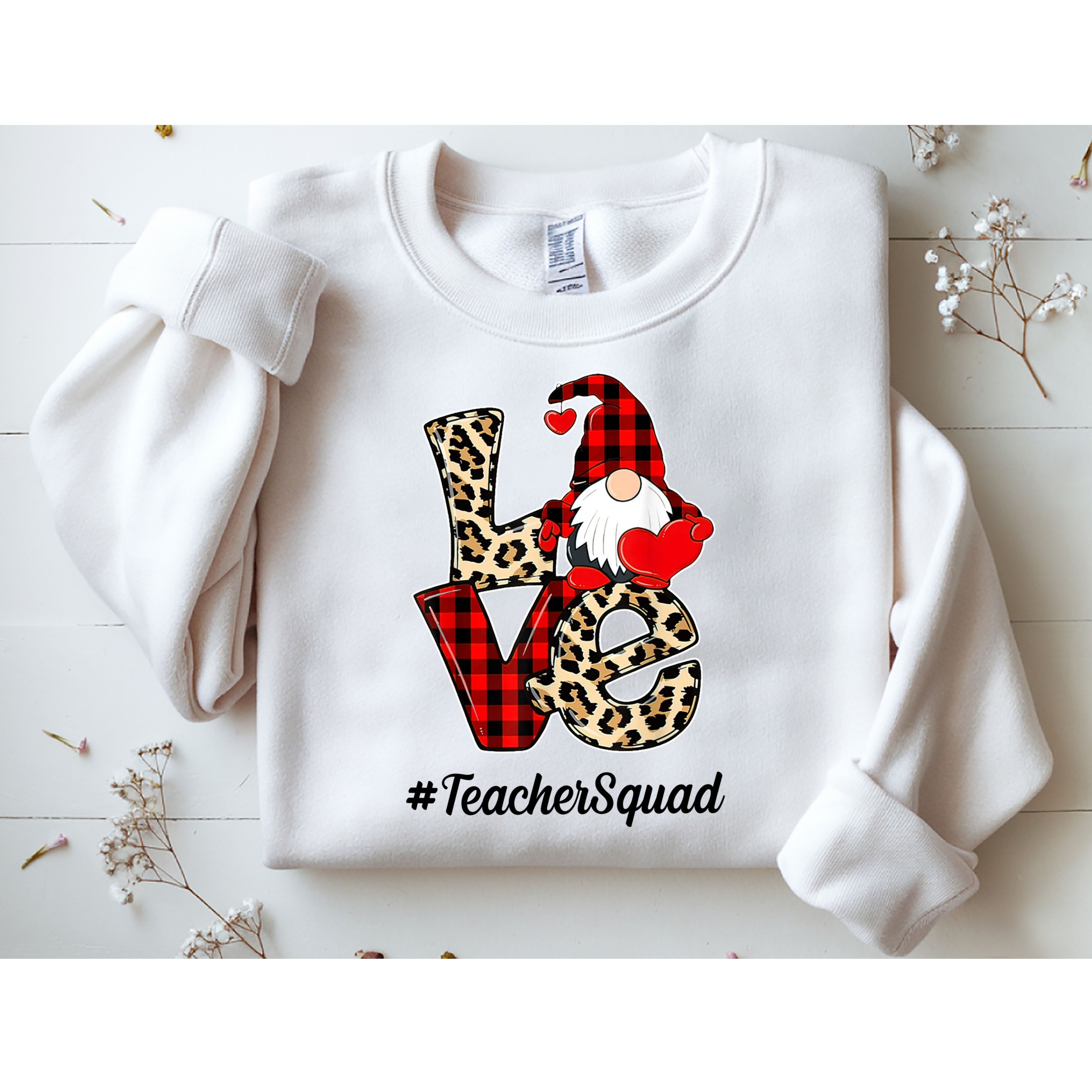 Love Gnome Teacher Squad Happy Valentine Day Sweatshirt