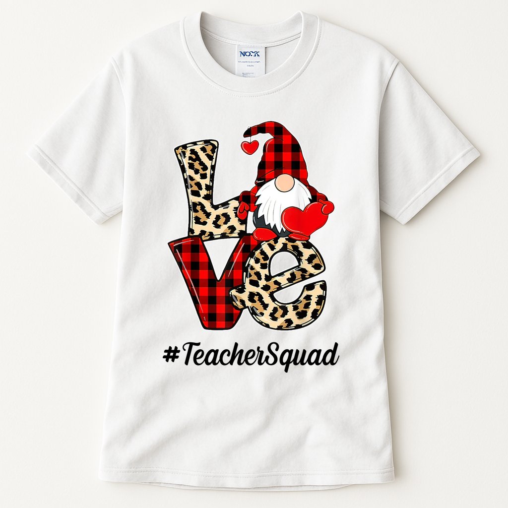 Love Gnome Teacher Squad Happy Valentine Day Tall T-Shirt