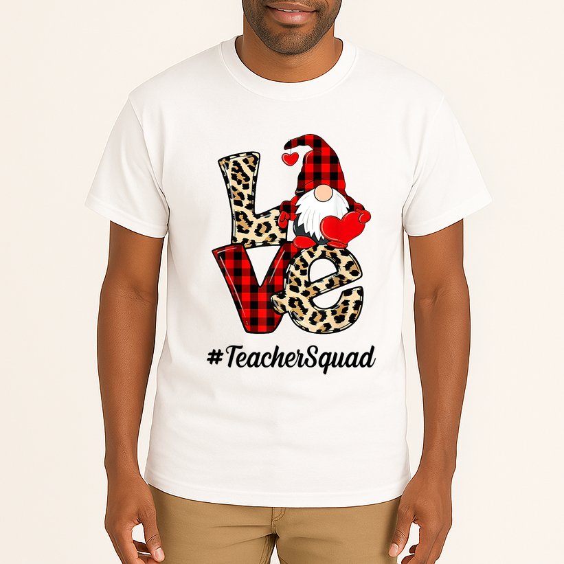 Love Gnome Teacher Squad Happy Valentine Day Tall T-Shirt