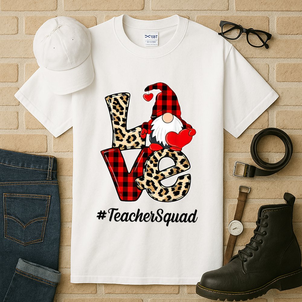 Love Gnome Teacher Squad Happy Valentine Day Tall T-Shirt