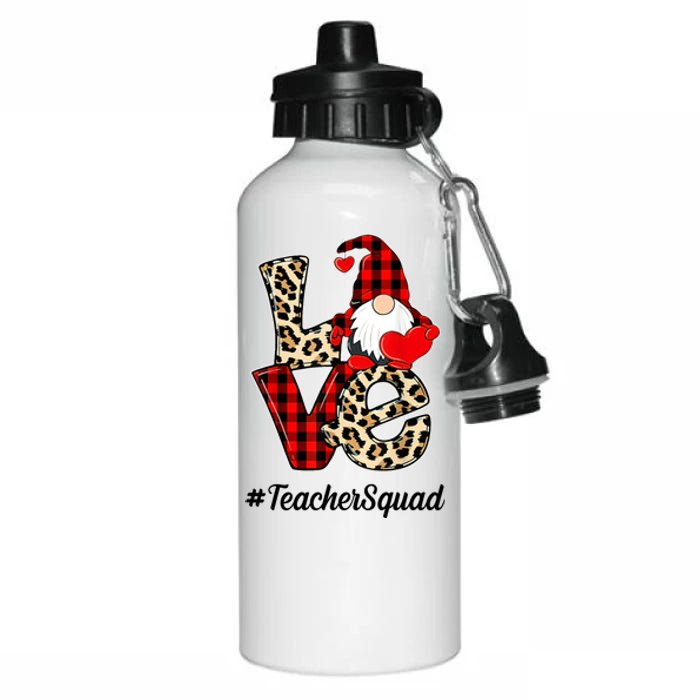 Love Gnome Teacher Squad Happy Valentine Day Aluminum Water Bottle