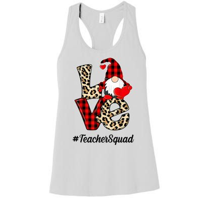 Love Gnome Teacher Squad Happy Valentine Day Women's Racerback Tank