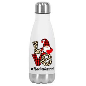 Love Gnome Teacher Squad Happy Valentine Day Stainless Steel Insulated Water Bottle