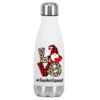 Love Gnome Teacher Squad Happy Valentine Day Stainless Steel Insulated Water Bottle