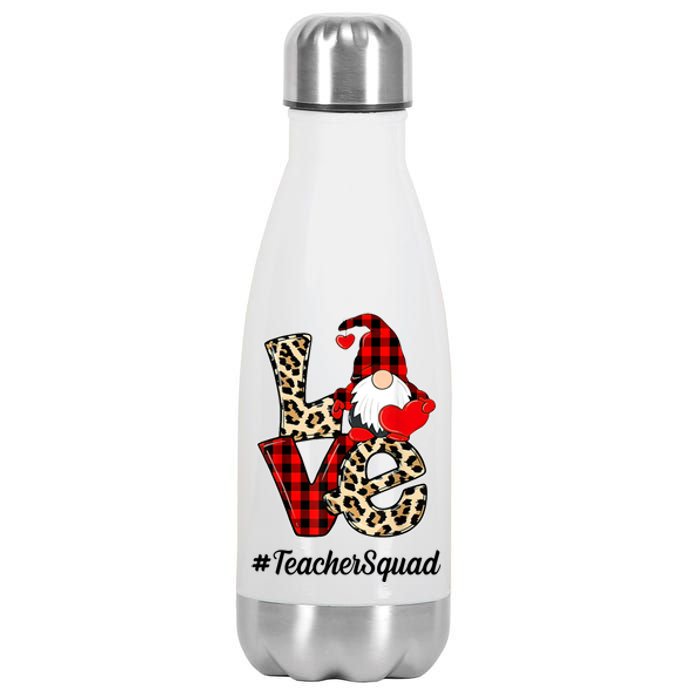 Love Gnome Teacher Squad Happy Valentine Day Stainless Steel Insulated Water Bottle