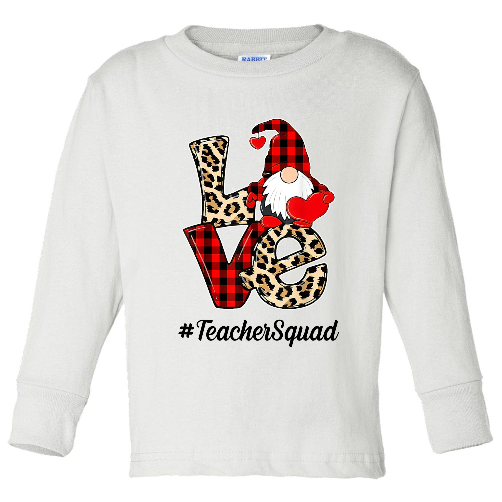 Love Gnome Teacher Squad Happy Valentine Day Toddler Long Sleeve Shirt