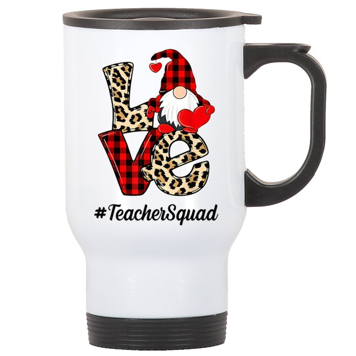 Love Gnome Teacher Squad Happy Valentine Day Stainless Steel Travel Mug