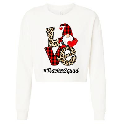 Love Gnome Teacher Squad Happy Valentine Day Cropped Pullover Crew