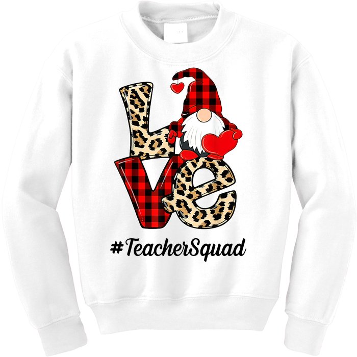 Love Gnome Teacher Squad Happy Valentine Day Kids Sweatshirt