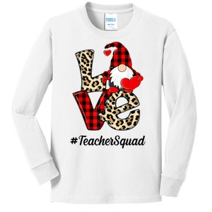 Love Gnome Teacher Squad Happy Valentine Day Kids Long Sleeve Shirt