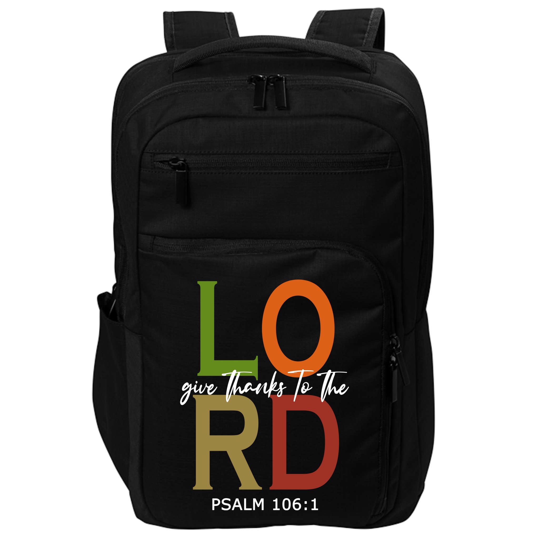 Give Thanks To The Lord Psalm 106:1 Impact Tech Backpack