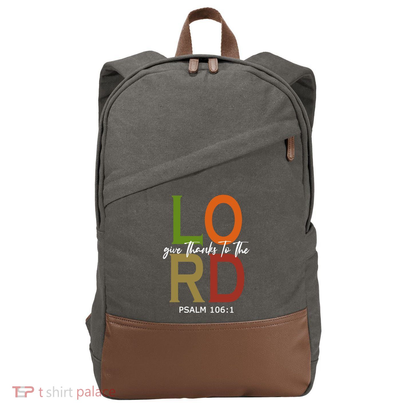 Give Thanks To The Lord Psalm 106:1 Cotton Canvas Backpack