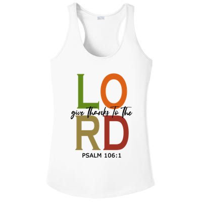 Give Thanks To The Lord Psalm 106:1 Ladies PosiCharge Competitor Racerback Tank