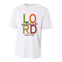 Give Thanks To The Lord Psalm 106:1 Youth Performance Sprint T-Shirt