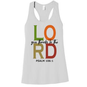 Give Thanks To The Lord Psalm 106:1 Women's Racerback Tank