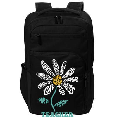 Lifeis Good Teacher Humor Courage Openness Fun Love Gift Impact Tech Backpack