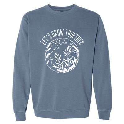 Let's Grow Together Autism Awareness Month Gift Garment-Dyed Sweatshirt