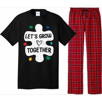 Let's Grow Together Funny Autism Awareness Autistic Graphic Gift Pajama Set