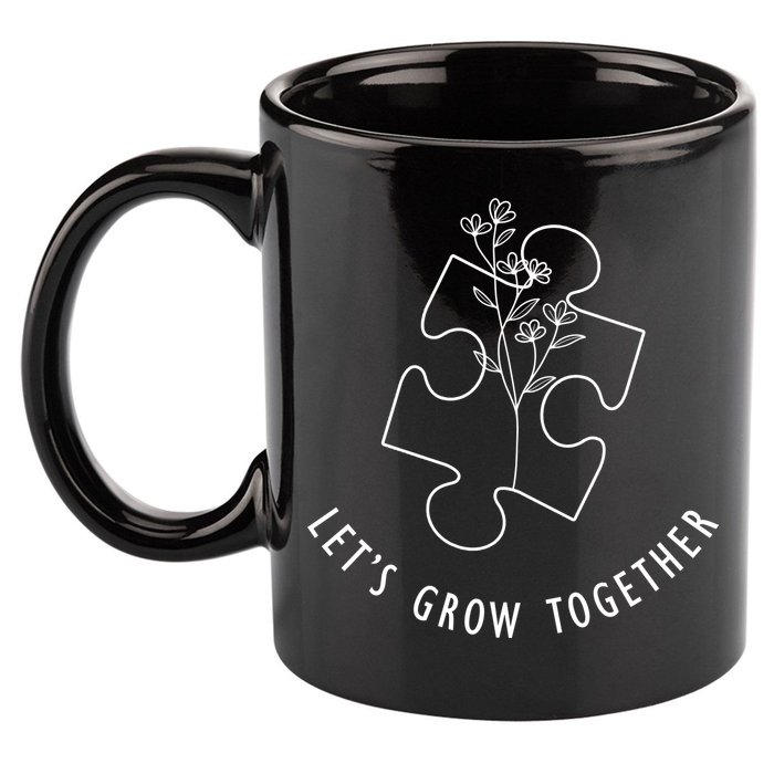 Let's Grow Together Autism Awareness 11oz C Handle Ceramic Mug