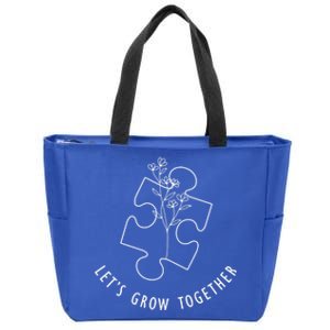 Let's Grow Together Autism Awareness Zip Tote Bag