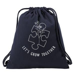 Let's Grow Together Autism Awareness Drawstring Bag