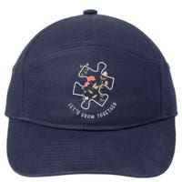 Let's Grow Together Puzzle Flowers Autism Support Girl 7-Panel Snapback Hat