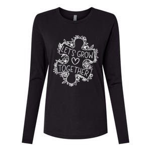 Lets Grow Together Autism Awareness Floral Autistic Puzzle Gift Womens Cotton Relaxed Long Sleeve T-Shirt