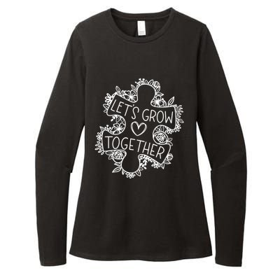 Lets Grow Together Autism Awareness Floral Autistic Puzzle Gift Womens CVC Long Sleeve Shirt