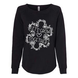 Lets Grow Together Autism Awareness Floral Autistic Puzzle Gift Womens California Wash Sweatshirt