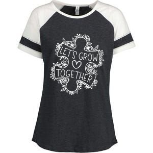 Lets Grow Together Autism Awareness Floral Autistic Puzzle Gift Enza Ladies Jersey Colorblock Tee