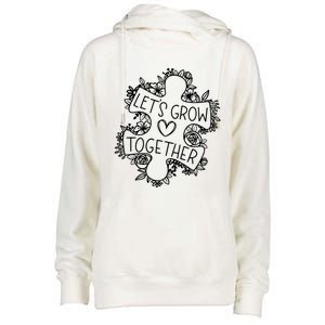 Lets Grow Together Autism Awareness Floral Autistic Puzzle Gift Womens Funnel Neck Pullover Hood