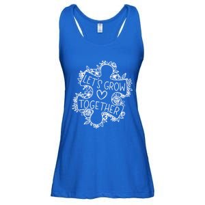 Lets Grow Together Autism Awareness Floral Autistic Puzzle Gift Ladies Essential Flowy Tank