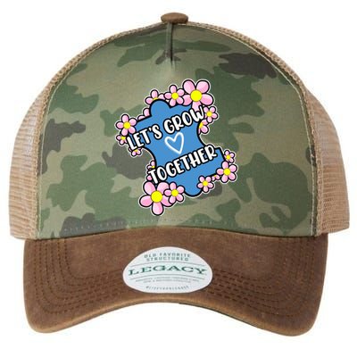 Let's Grow Together Autism Awareness Autistic Mom Graphic Gift Legacy Tie Dye Trucker Hat