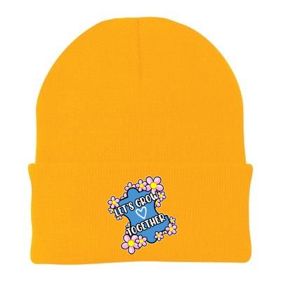 Let's Grow Together Autism Awareness Autistic Mom Graphic Gift Knit Cap Winter Beanie