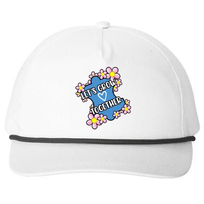 Let's Grow Together Autism Awareness Autistic Mom Graphic Gift Snapback Five-Panel Rope Hat